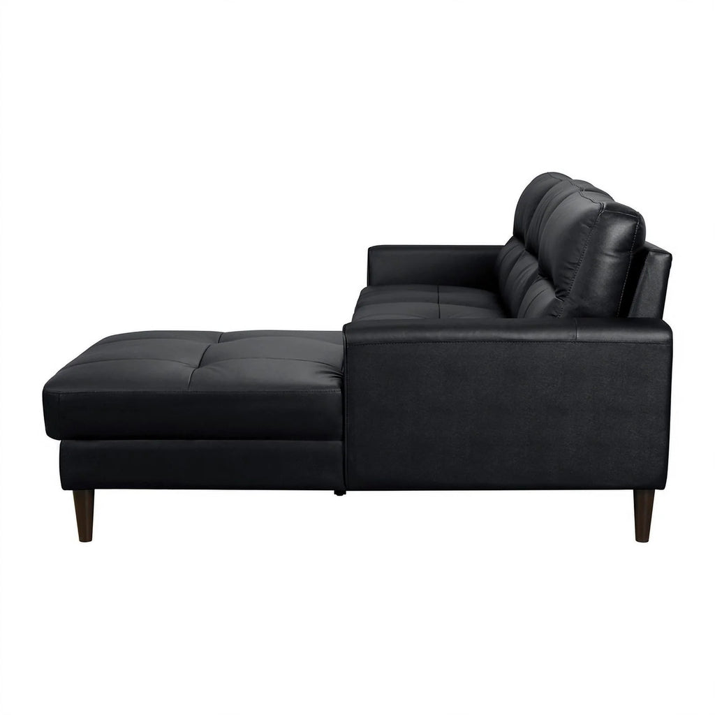 Black 2-Piece Leather Match Sectional with Right Chaise Y993264