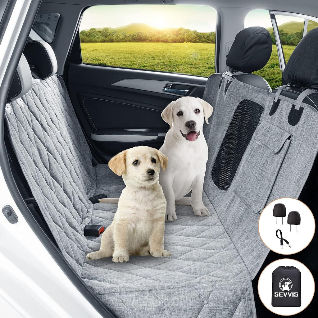 Gray Waterproof Dog Car Seat Cover with Mesh Window G20821