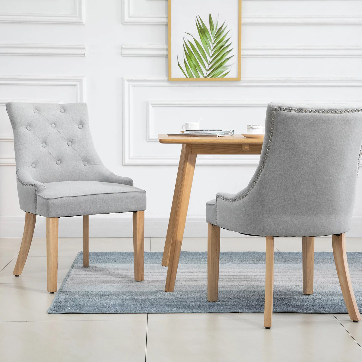 Light Grey Fabric Dining Chairs Set of 2 V170343