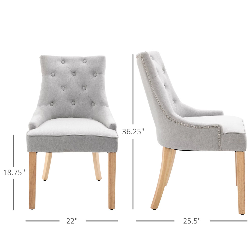Light Grey Fabric Dining Chairs Set of 2 V170343