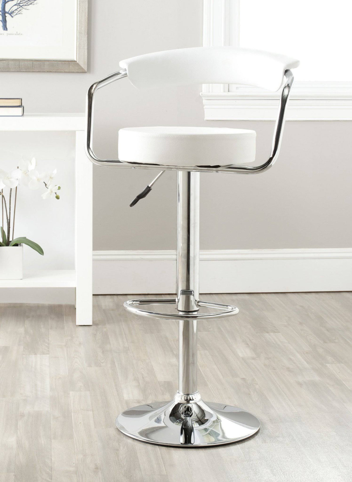 White Swivel Bar Stool R212
