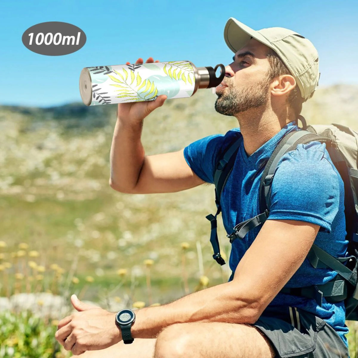 Stainless Steel Insulated Thermos Vacuum Flask Water Bottle with Straw Lid I879569