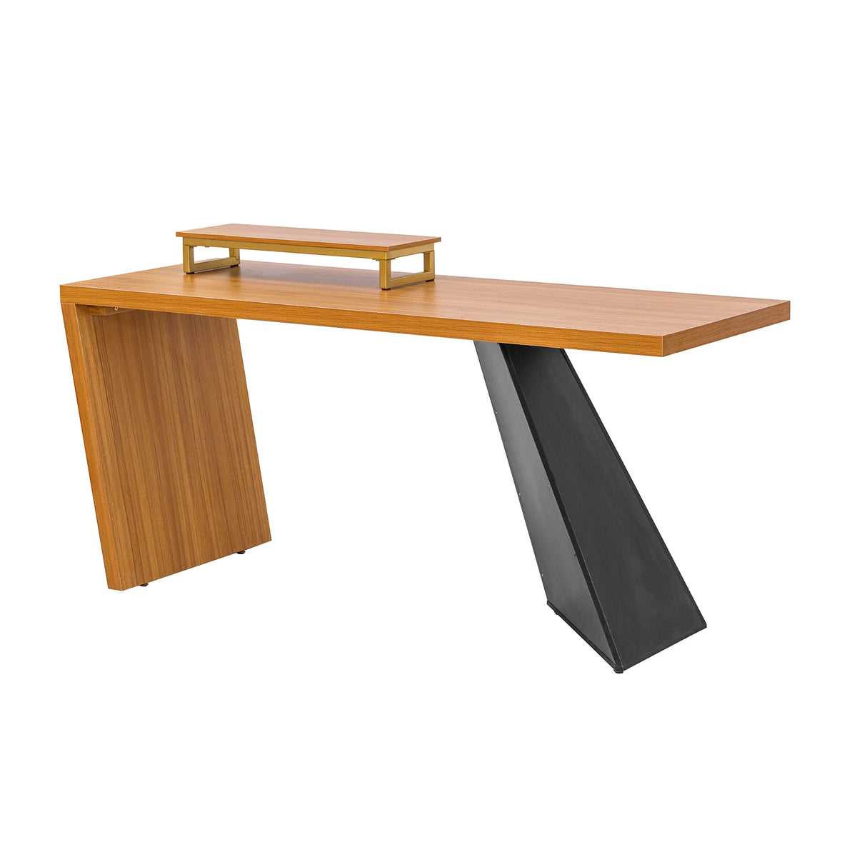 63" Rustic Industrial Wooden Writing Desk with Monitor Stand H867306