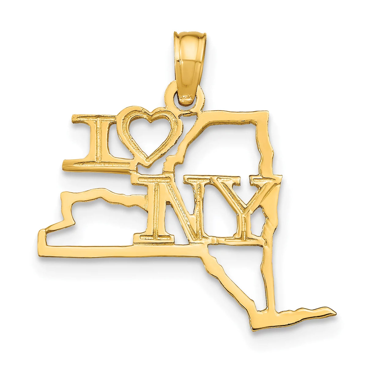14K Yellow Gold New York State Pendant Charm Necklace 16'' U389