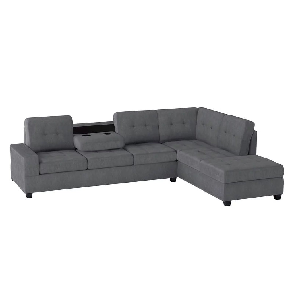 Dark Gray Microfiber Sectional Sofa R5618