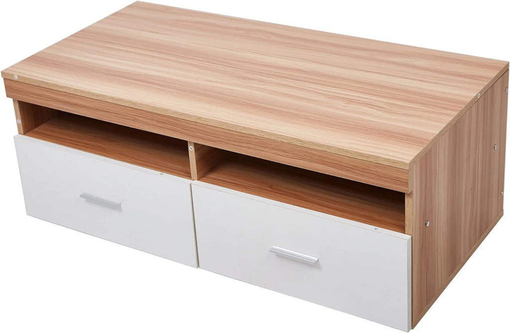Wood Coffee Table with 2 Bin Drawers and Compartments A807256