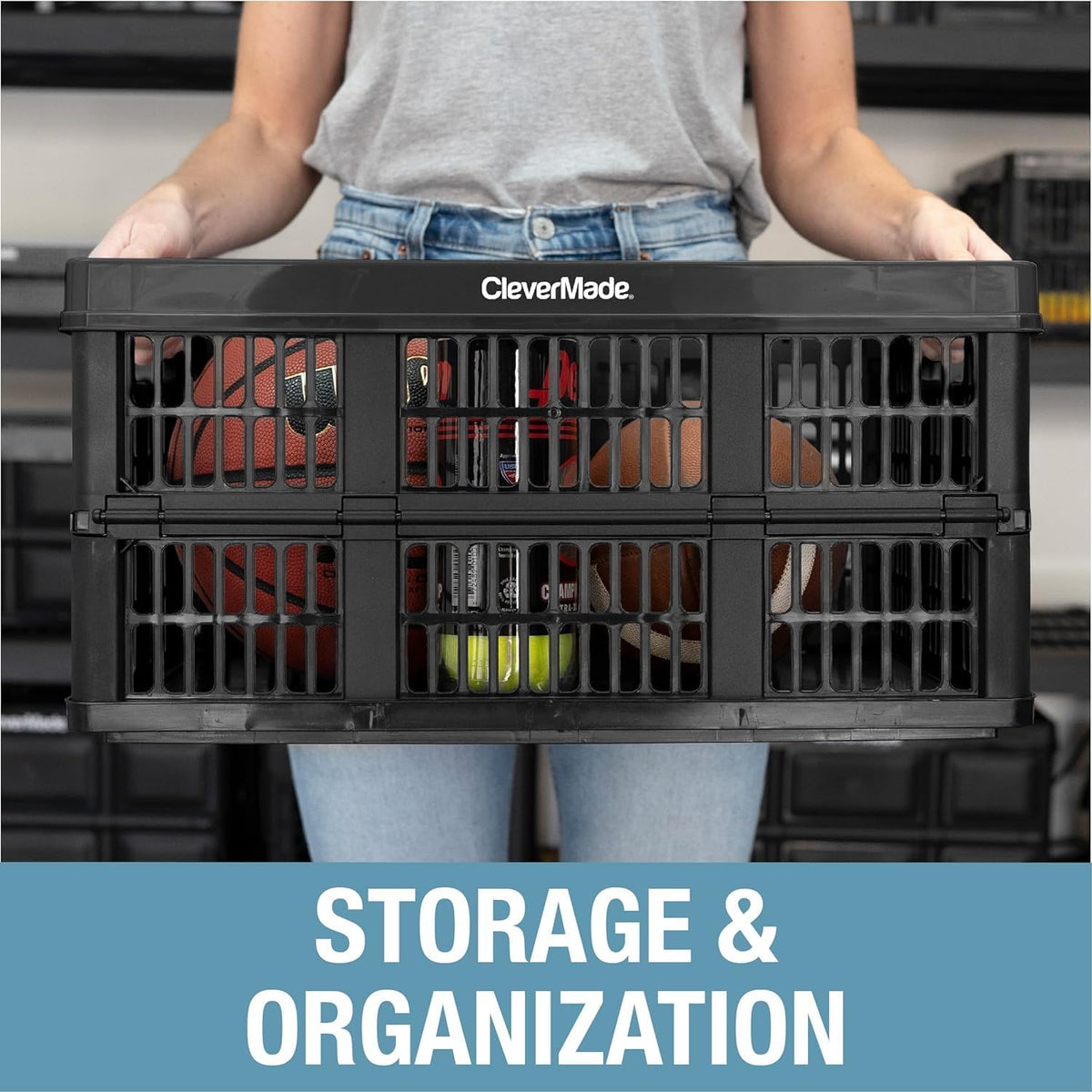 3PK 45L Collapsible Plastic Storage Bins C462777