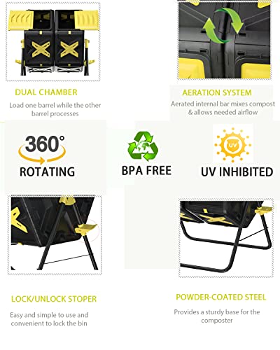 18.5 Gal BPA Free Single Rotating Chamber Compost Bin P32554