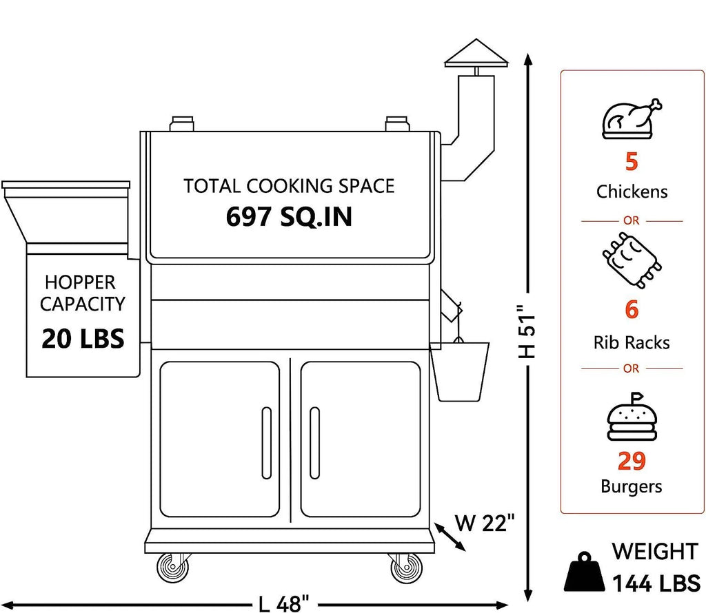 Black Pellet Grill & Smoker T504