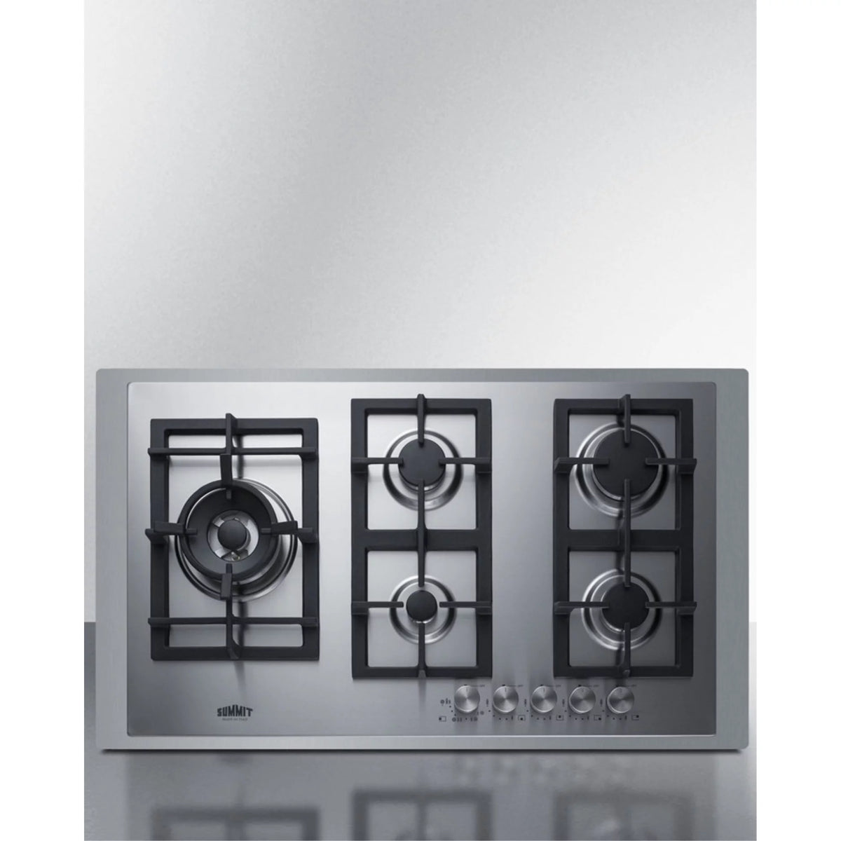 36" Stainless Steel 5-Burner Gas Cooktop with Cast Iron Grates L9412