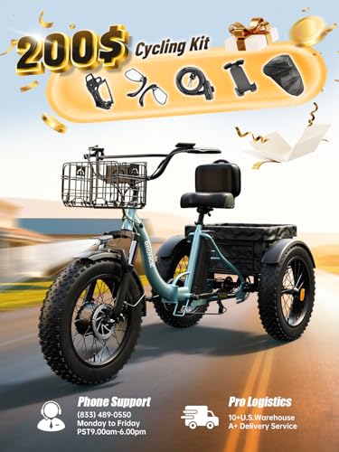 Electric Trike 20" Fat Tire 3 Wheel Folding Electric Tricycle H988