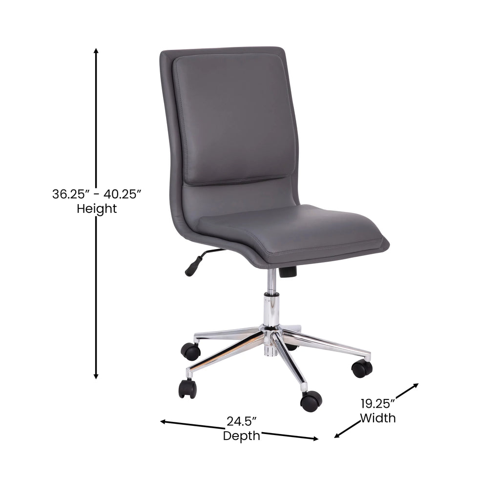 Gray Mid-Back Armless Swivel Task Office Chair W1498