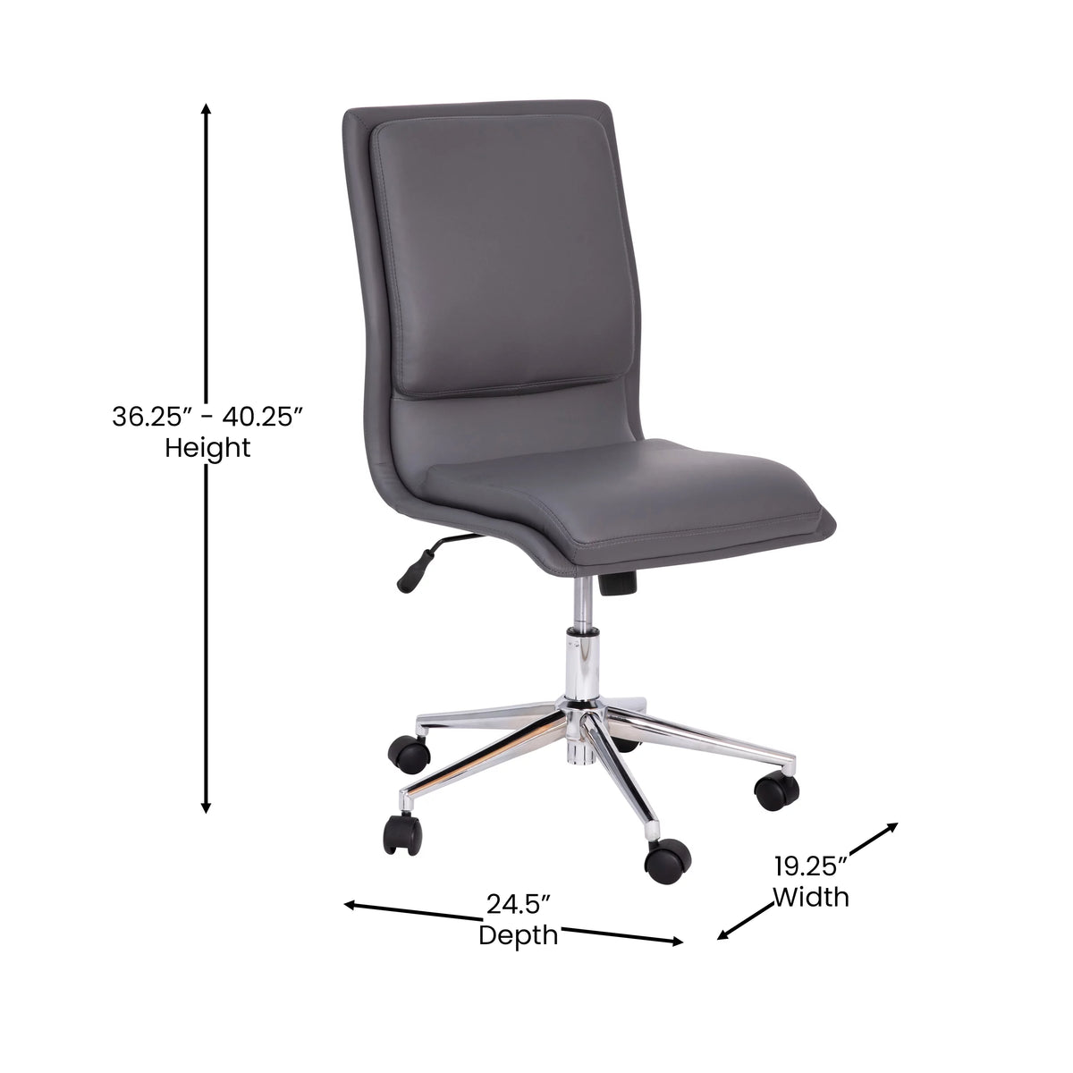 Gray Mid-Back Armless Swivel Task Office Chair W1498