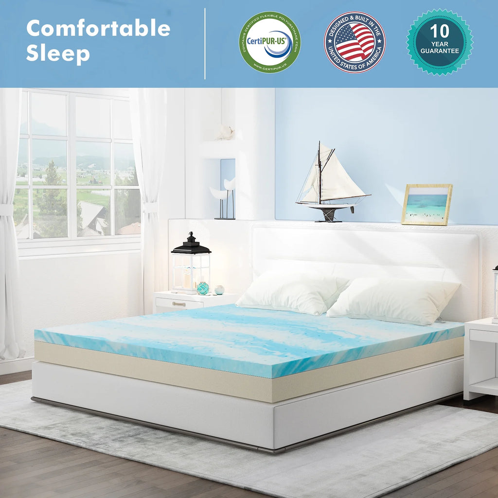 2 Inch Twin Size Cool Gel Memory Foam Mattress Topper K831
