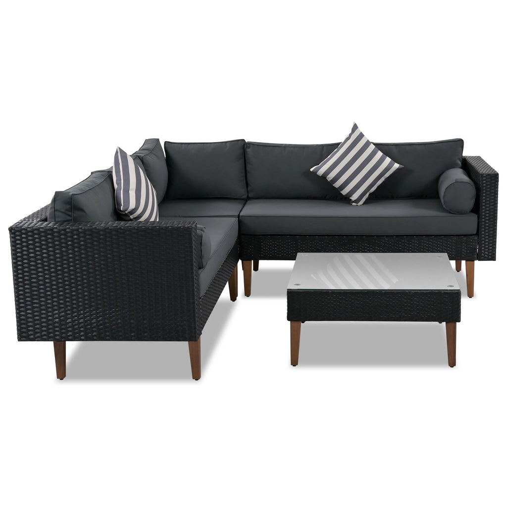 4 Pieces All-Weather Wicker Patio Sofa Set D273409