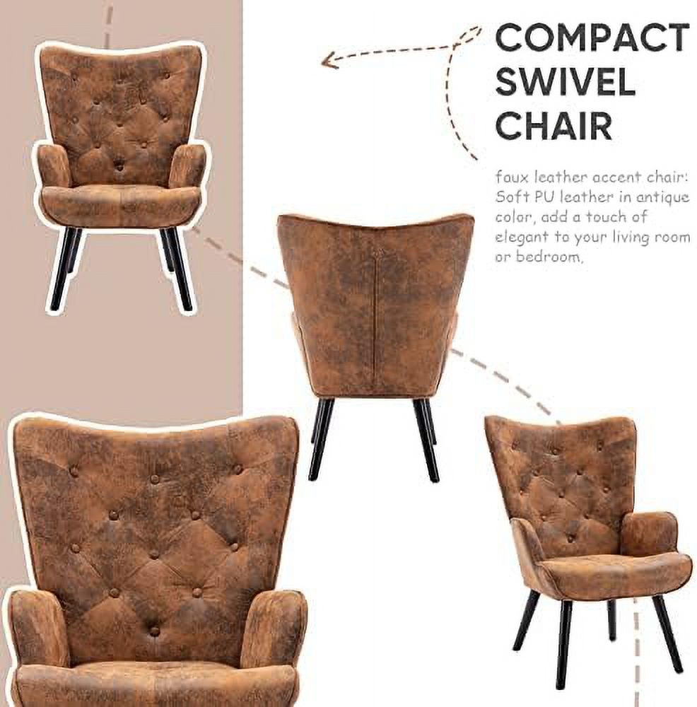 Microfiber Cushioned Wingback Armchairs Set A364139