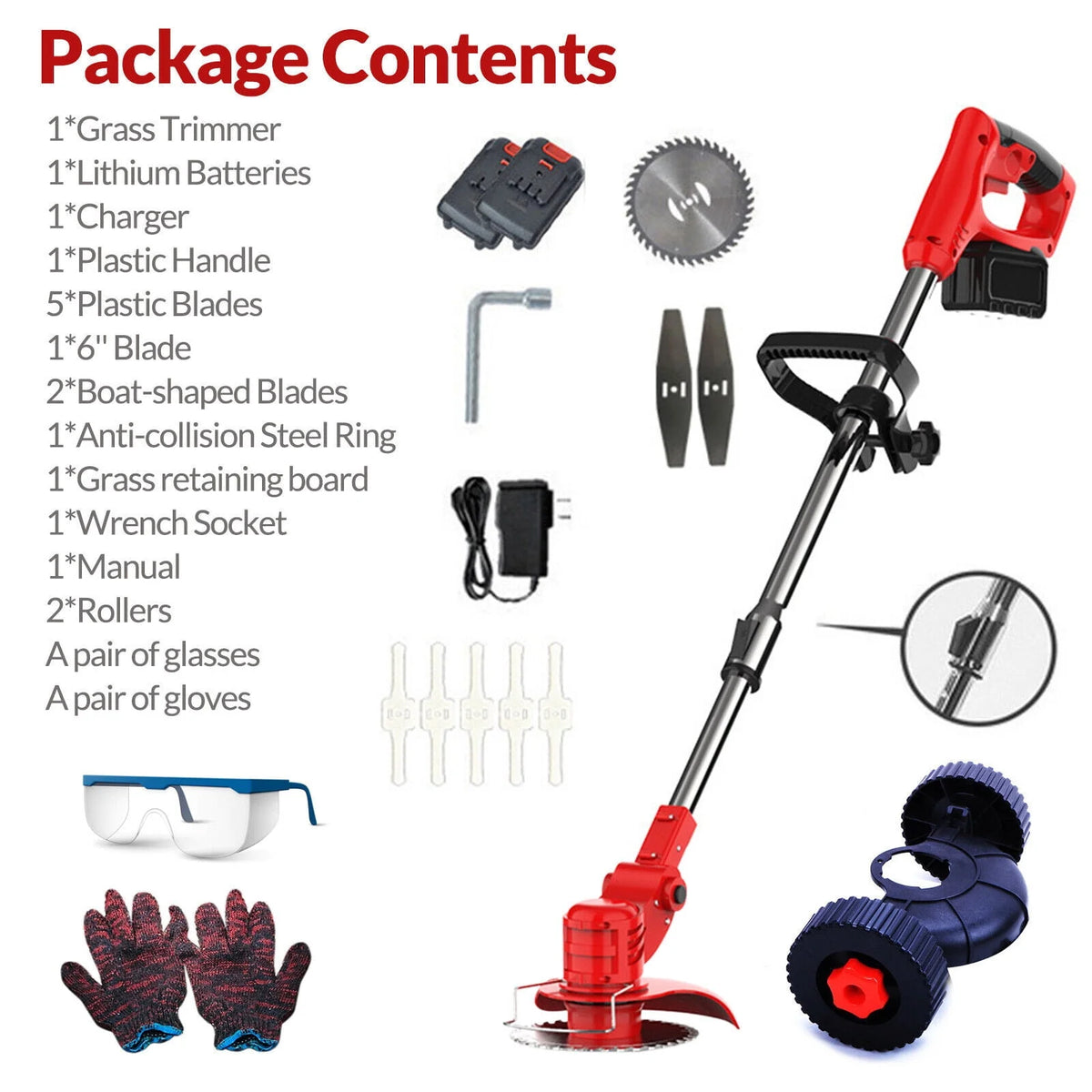 Cordless Electric Grass Trimmer with Wheels Q69330