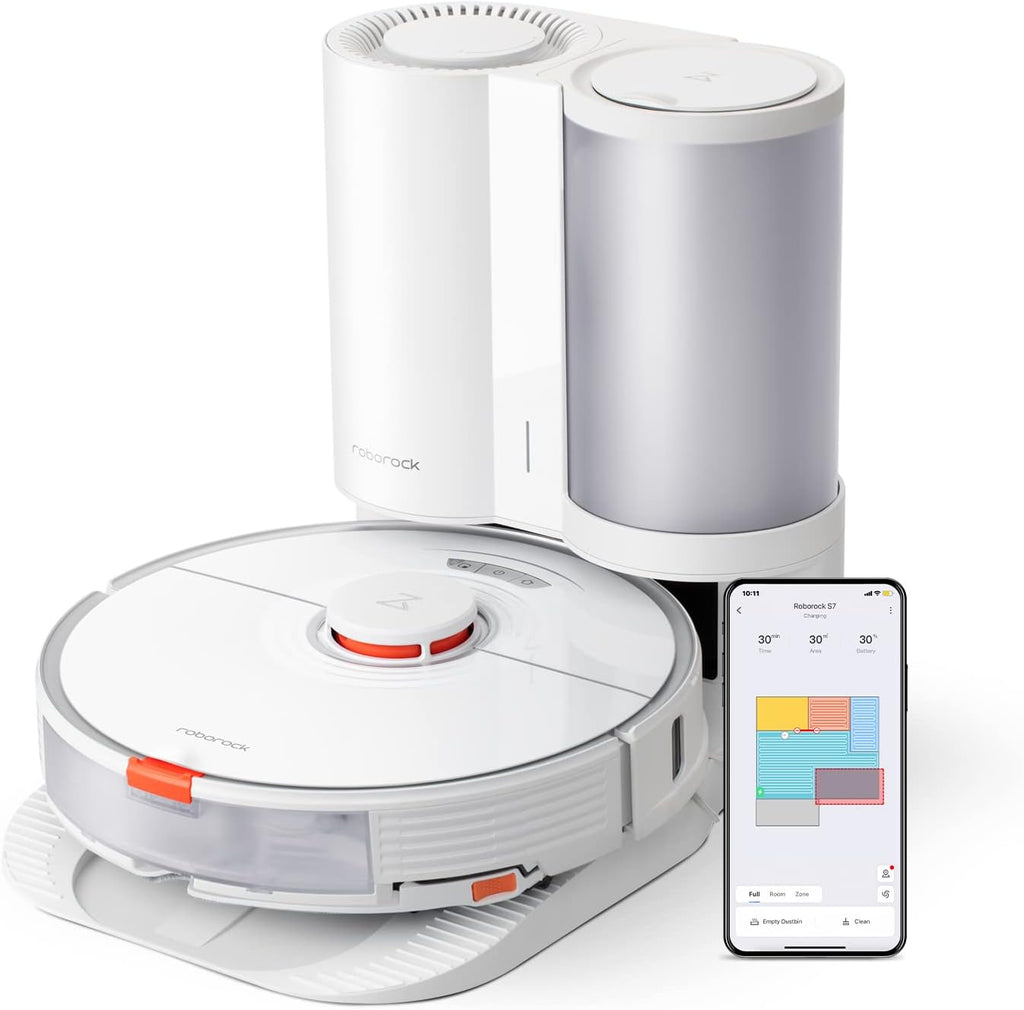 White Robot Vacuum and Sonic Mop with Auto-Empty Dock L147620