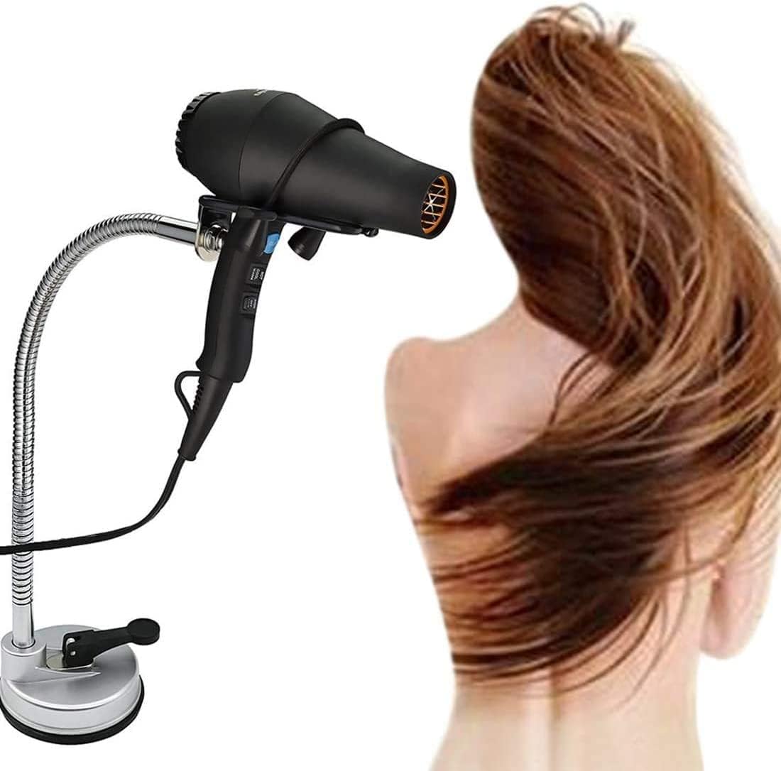Stainless Steel 360 Degree Rotating Hair Dryer Holder Stand with Suction Cup I525133