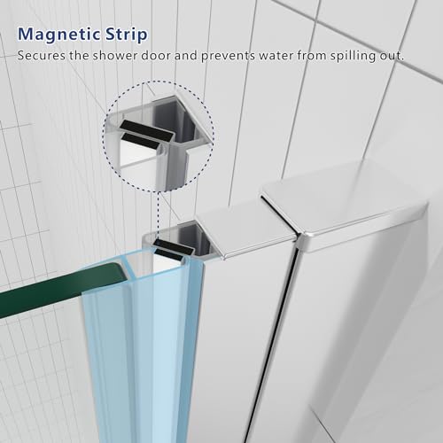 Chrome Semi Frameless Pivot Swing Shower Door, 32 in.W X 72 in.H, Clear Glass L80337