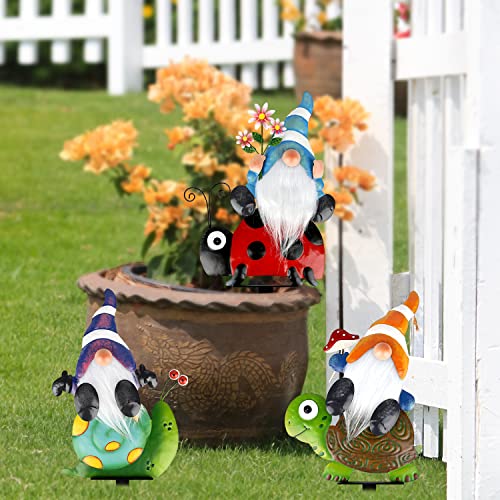 12 Inch Metal Garden Gnome Stakes 4 Pack E78664