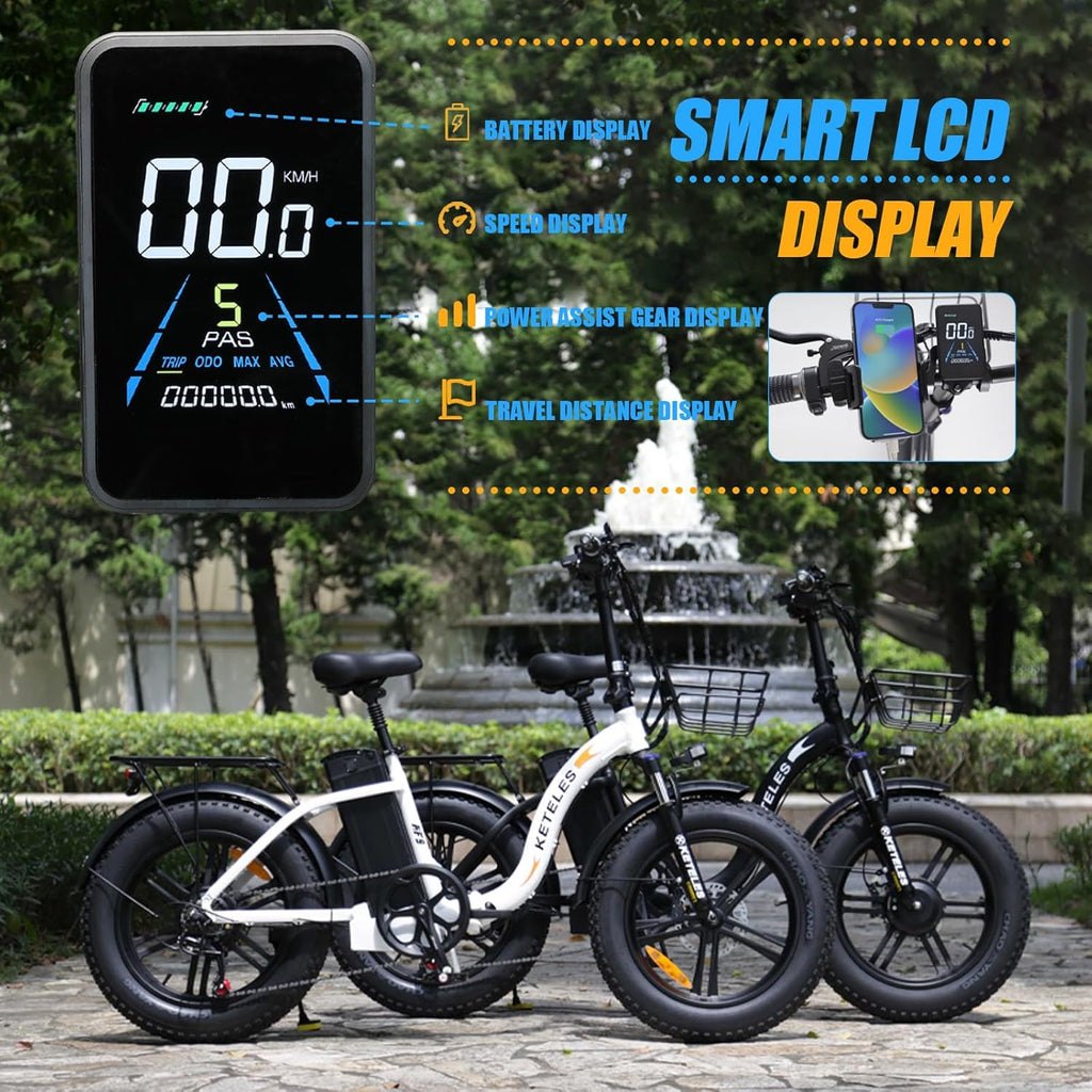 2000W Folding Electric Bike with 48V 23AH Removable Battery 20''x 4.0 Fat Tire X932