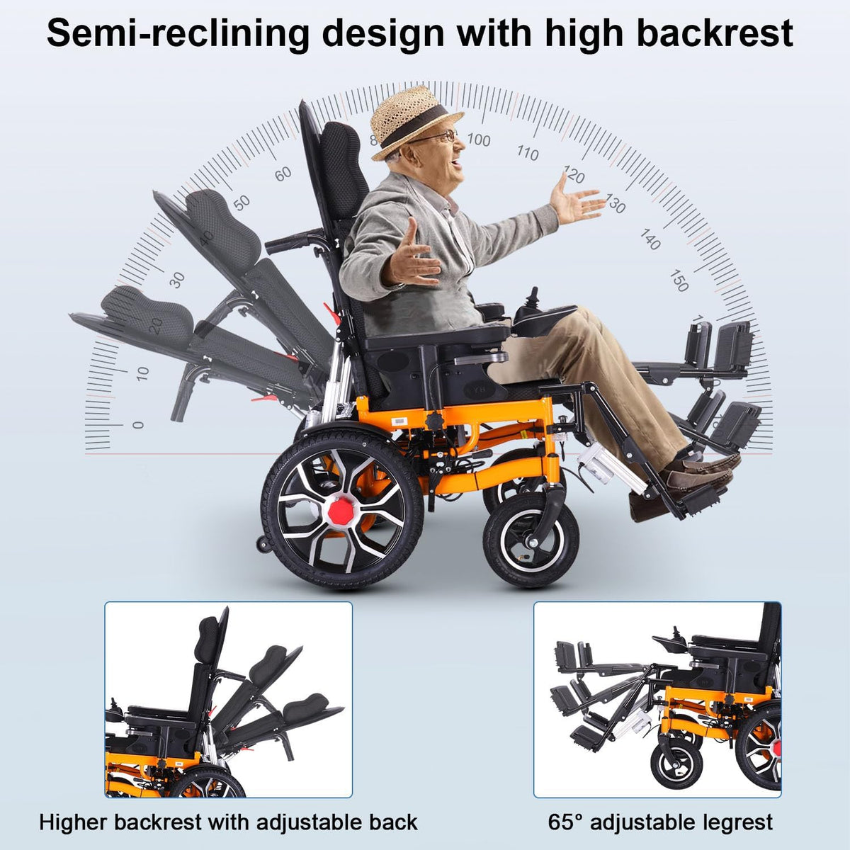 Lightweight Foldable Electric Wheelchair with Headrest N44285