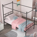 Twin Size 4-Post Canopy Bed Frame Metal Platform with Headboard Footboard P1150
