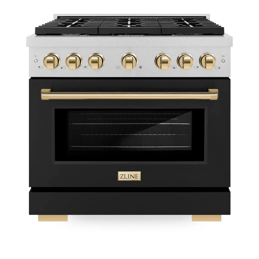 36 5.2 cu. ft. Gas Range with Convection Gas Oven in Stainless Steel with Black Matte Door A94338