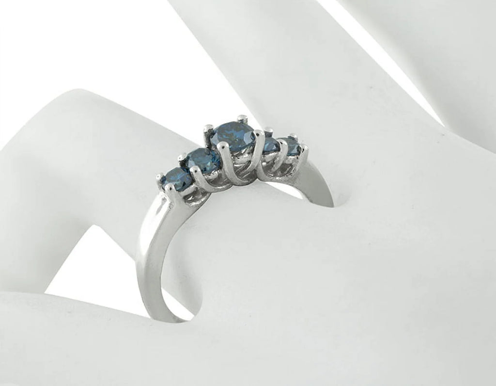Sterling Silver Blue Diamond Engagement Ring F702