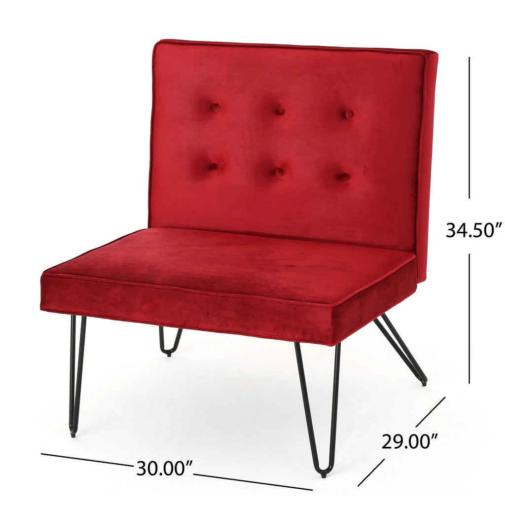 Berry and Black Velvet Accent Chair Z334085
