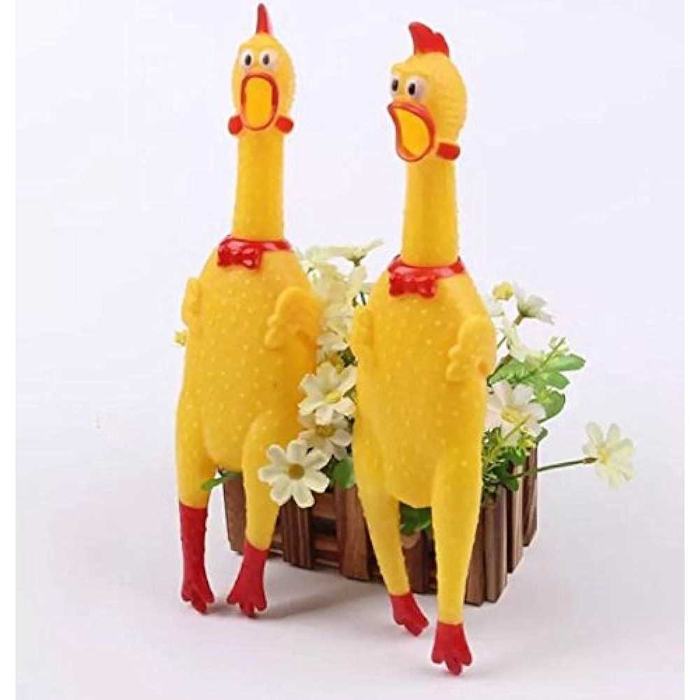 2 Pack Large Rubber Chicken Toy 12 inch R474