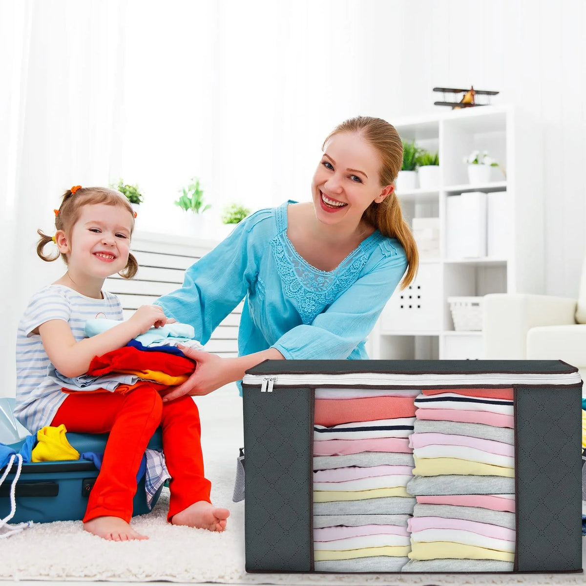 90L Foldable Clothes Storage Bags with Handles V865