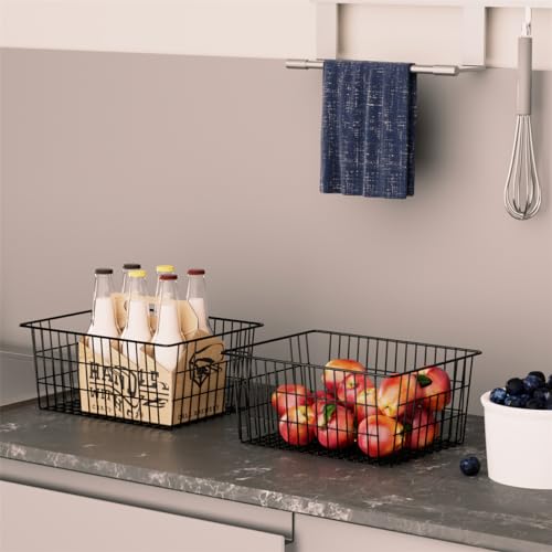 Freezer Baskets, Pantry Storage Bins, Metal Wire Organizer 14"x11"x6" F177