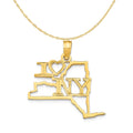 14K Yellow Gold New York State Pendant Charm Necklace 16'' U389
