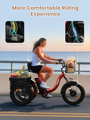 Electric Trike 20" Fat Tire 3 Wheel Folding Electric Tricycle H988