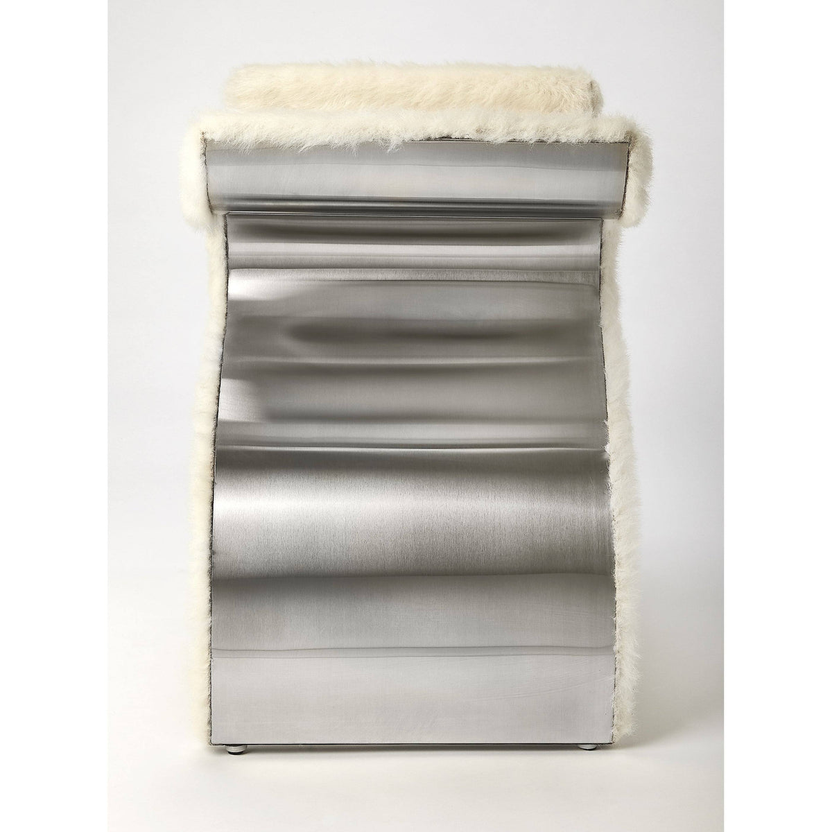 Faux Fur Silver Stool I252