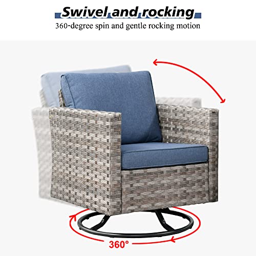 8 Piece Modern Wicker Sofa Set with Swivel Rocking Chair (Orange Red) Z847791