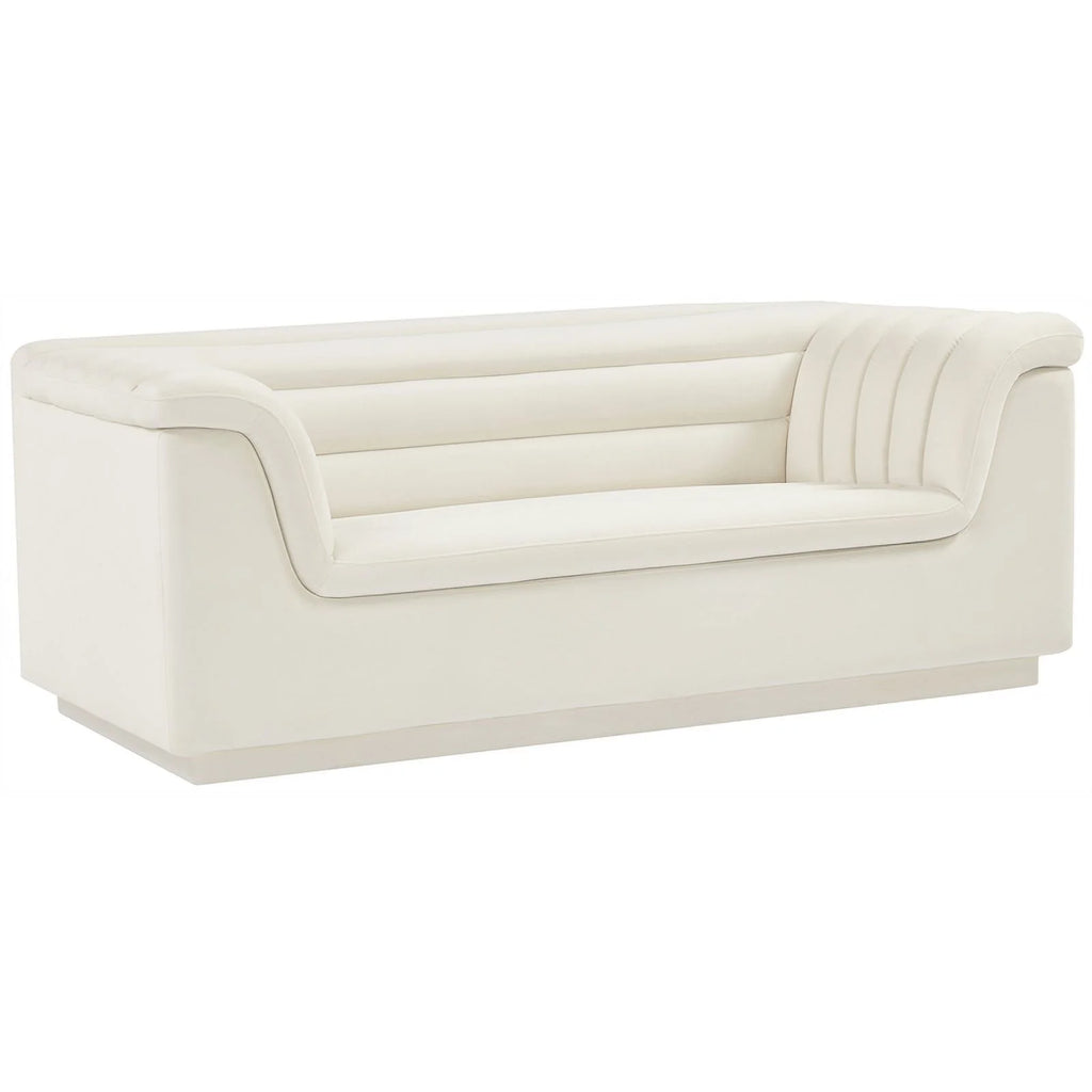Cream Velvet Loveseat A11382