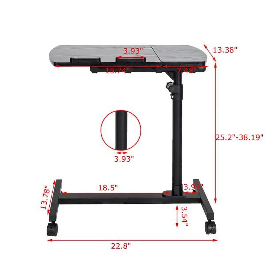 Portable Rolling Laptop Desk, Adjustable Height, Black B995