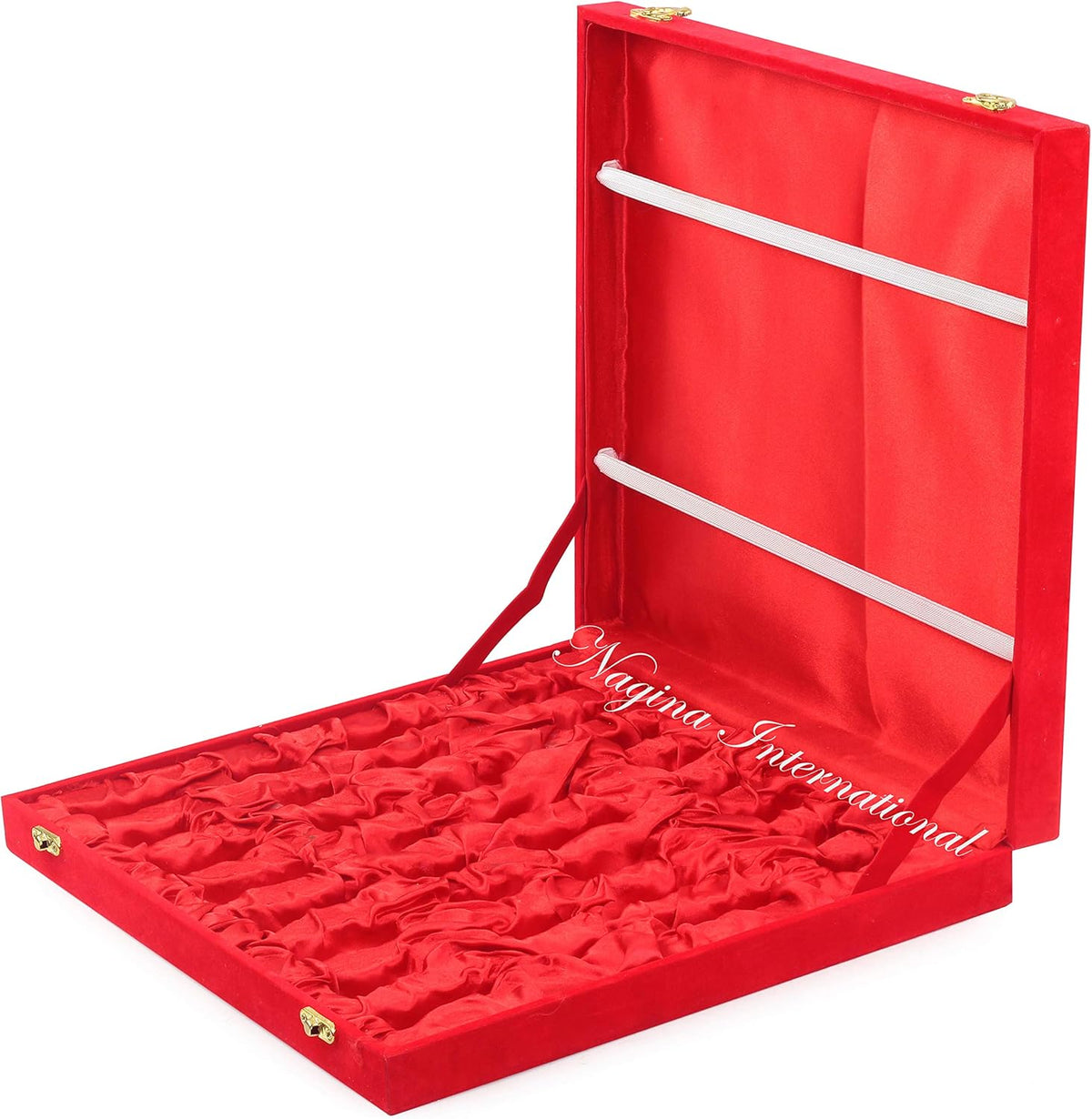 Solid Brass Black Chess Set with Red Velvet Storage Case E75503