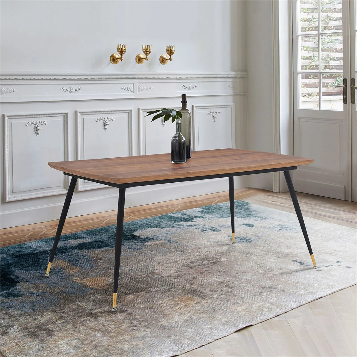 Contemporary Wood Metal Dining Table I7042