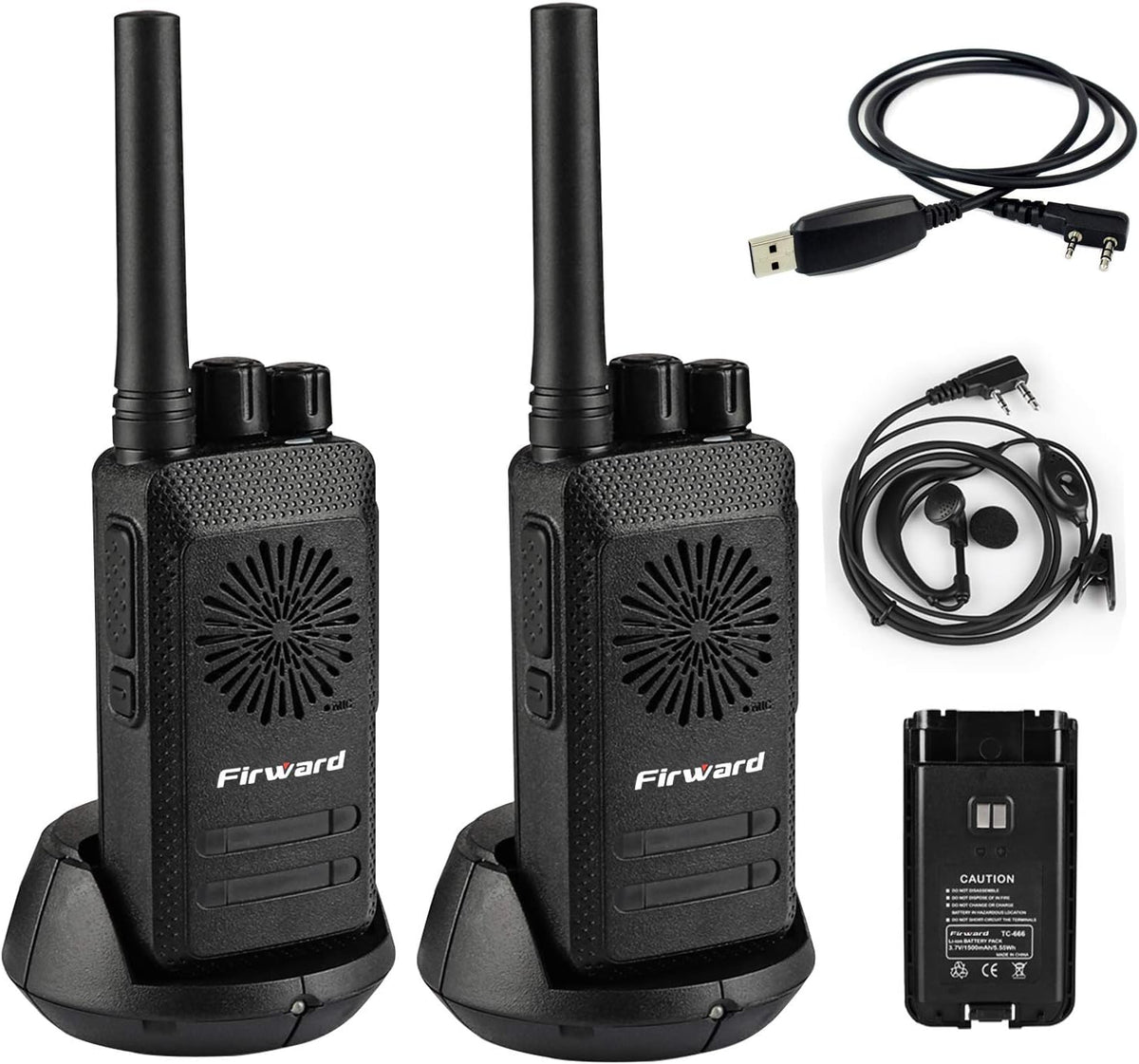 Rechargeable Walkie Talkies Two Way Radios 2 Pack with Programming Cable W69315