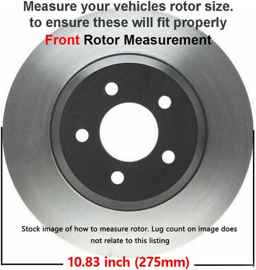10.83" Front & Rear Drilled Slotted Rotors + Brake Pads 10pc Set I261651