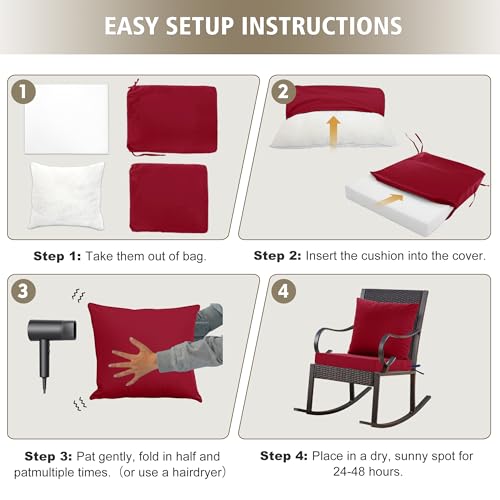 24x24 Inch Waterproof Outdoor Cushions Set of 2 Dark Grey W692522
