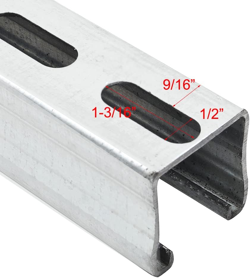 (2-Pack) 5 Feet x 1-5/8" Metal Strut Channels with Pre-Galvanized Zinc Coating - 12 Gauge Solid Strut Channels - Half Slotted Back Channels Pack of 2 J783