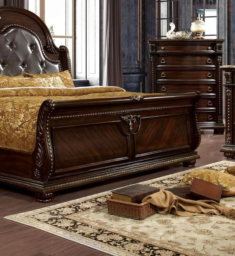Brown Cherry Eastern King Size Bed J122