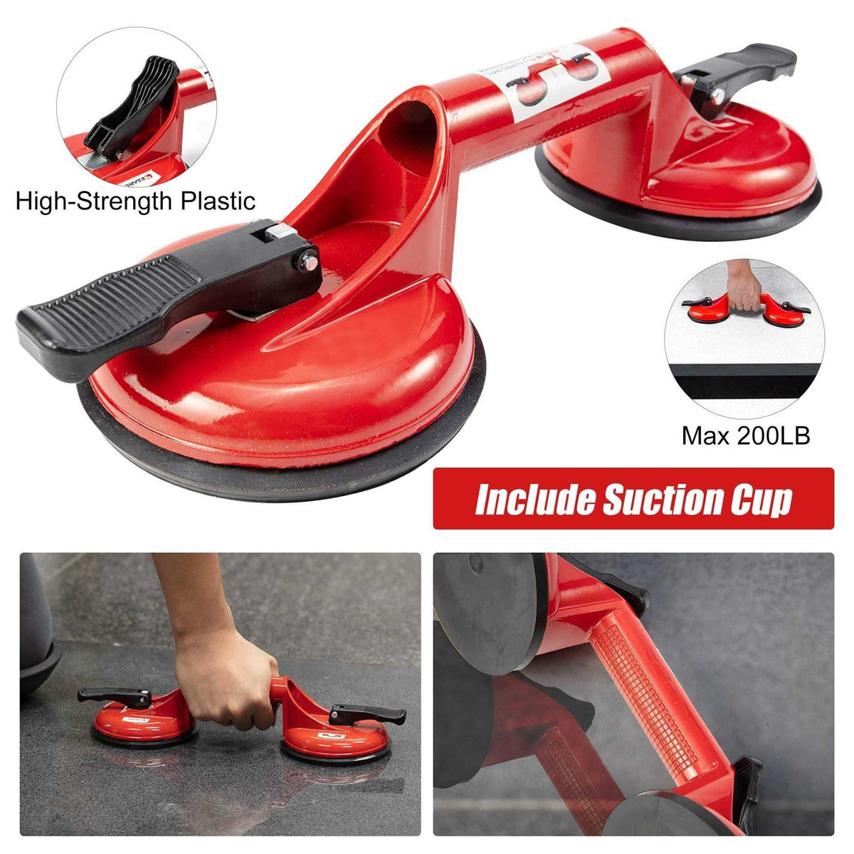 Floor Gap Fixer Tool with Double Aluminum Suction Cup, Rubber Mallet and Foam O810