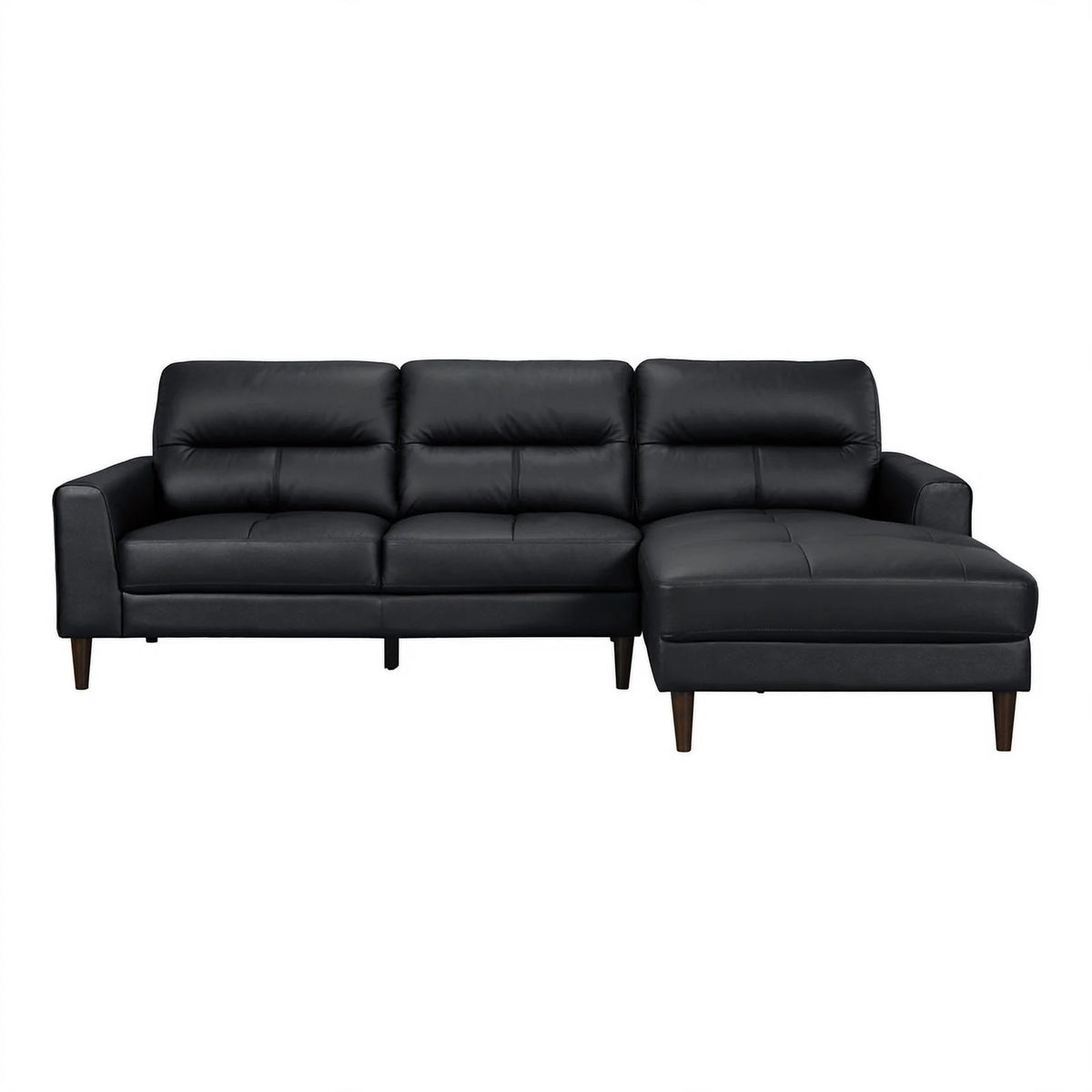 Black 2-Piece Leather Match Sectional with Right Chaise Y993264