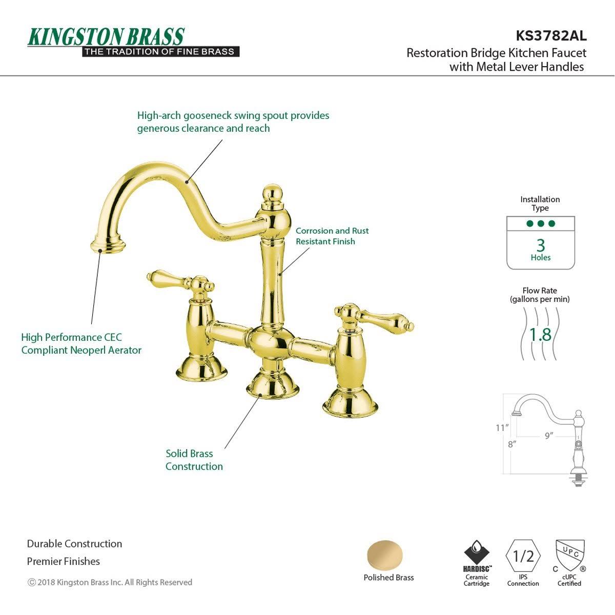 Oil Rubbed Bronze Bridge Kitchen Faucet G791464